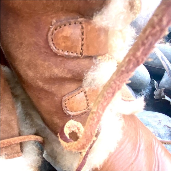 Børn Shearling Lined Leather Lace Up Boots Womens Size 7 Brown Cozy Boho - Picture 10 of 14